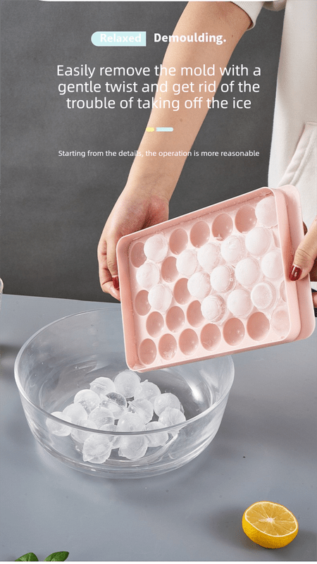 2 PCS Large Round Ice Cube Trays with Lids 3 Cavity Sphere Ice Ball Maker Mould Stackable Hard Plastic Slow Melting for Whiskey Cocktails Blue - RnR Galore