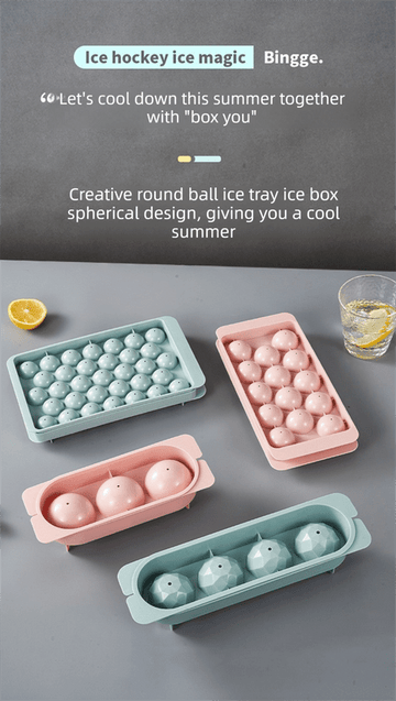 2 PCS Large Round Ice Cube Trays with Lids 3 Cavity Sphere Ice Ball Maker Mould Stackable Hard Plastic Slow Melting for Whiskey Cocktails Pink - RnR Galore