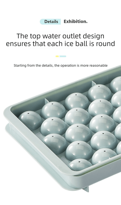 2 PCS Round Ice Cube Trays with Lids 14 Cavity Sphere Ice Ball Maker Mould Stackable Hard Plastic Easy Release for Whiskey Cocktails Pink - RnR Galore