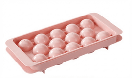 2 PCS Round Ice Cube Trays with Lids 14 Cavity Sphere Ice Ball Maker Mould Stackable Hard Plastic Easy Release for Whiskey Cocktails Pink - RnR Galore