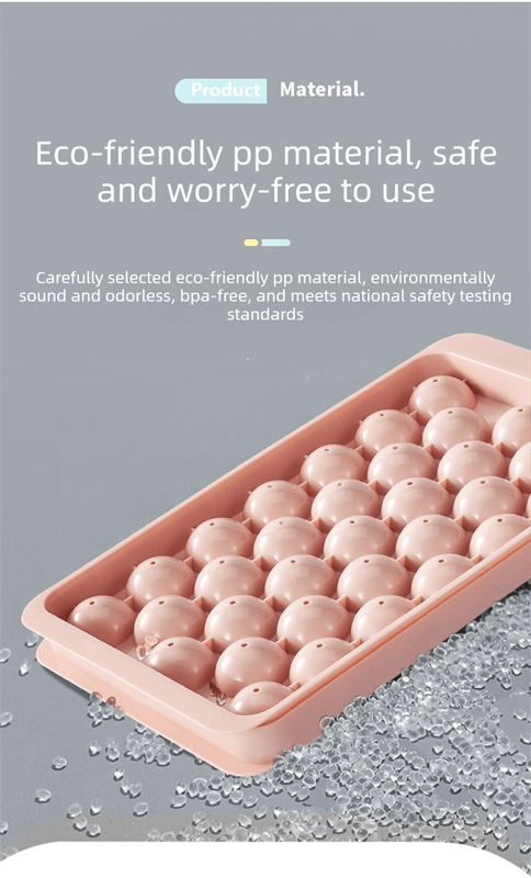 2 PCS Round Ice Cube Trays with Lids 33 Cavity Sphere Ice Ball Maker Mould Stackable Hard Plastic Easy Release for Cocktails Whiskey Pink - RnR Galore