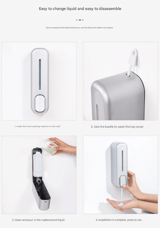 2 Pcs White Modern Wall - Mounted Press Soap Dispenser - 300ml Refillable Pump for Bathroom & Kitchen - RnR Galore
