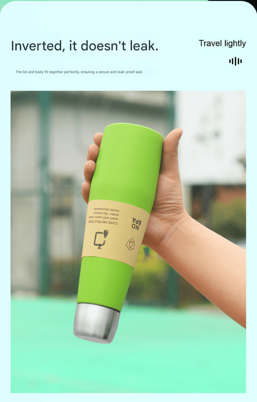 2 - piece Green and Yellow Premium 304 Stainless Steel Vacuum Insulated Water Bottle - 532ml Large Capacity Sports Flask with 12 - 24 Hour Thermal Retention, Leak - Proof Portable Travel Mug for Gym, Office, Car and Outdoor Activities - RnR Galore