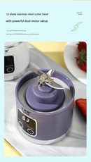 2 - piece Purple and Green 7.4V Portable Blender Smoothie Maker 450ml Wireless Rechargeable Juicer Cup with 12 - Blade Stainless Steel Cutter, LED Digital Display, USB Charging Personal Blender for Travel Gym Office Home - RnR Galore