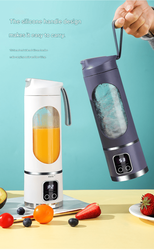 2 - piece White and Purple 7.4V Portable Blender Smoothie Maker 450ml Wireless Rechargeable Juicer Cup with 12 - Blade Stainless Steel Cutter, LED Digital Display, USB Charging Personal Blender for Travel Gym Office Home - RnR Galore