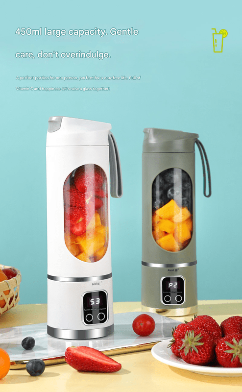 2 - piece White and Purple 7.4V Portable Blender Smoothie Maker 450ml Wireless Rechargeable Juicer Cup with 12 - Blade Stainless Steel Cutter, LED Digital Display, USB Charging Personal Blender for Travel Gym Office Home - RnR Galore