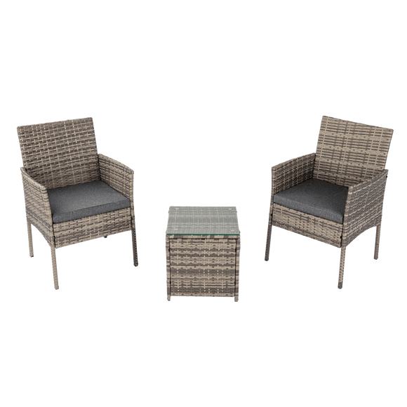 2 Seater PE Rattan Outdoor Furniture Chat Set - Mixed Grey - RnR Galore