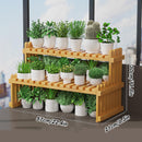 2 Tier Bamboo Plant Stand Flower Pot Rack Indoor Outdoor Patio Garden Shelf - RnR Galore