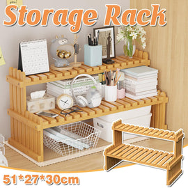 2 Tier Bamboo Plant Stand Flower Pot Rack Indoor Outdoor Patio Garden Shelf - RnR Galore