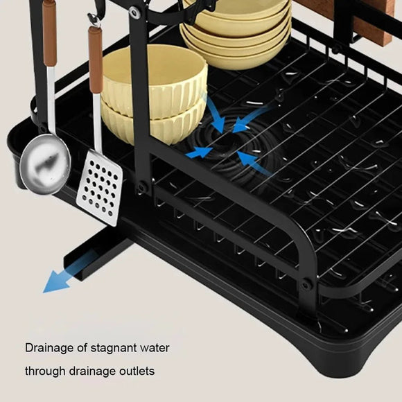 2 Tier Dish Drainer Rack with Drain Basket - RnR Galore