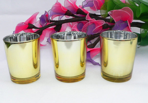 20 Pack Gold Votive Tealight Candle Holders Valentines Day Mercury Wedding Decor Glass Candlestick Party Decorations Bridal Baby Shower Event - RnR Galore