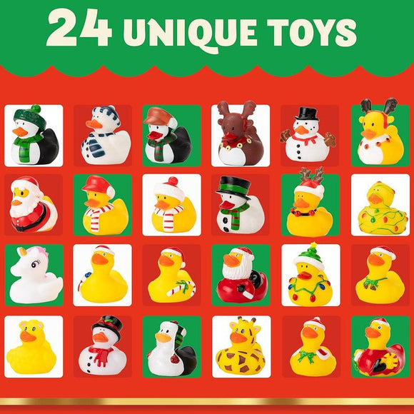2025 Advent Calendar Christmas Ducks - 24pcs Rubber Duck Advent Calendar 24 Days of Christmas Countdown Toys for Christmas Gifts Party Favors Kids Toddlers Random Duck Gift Box - RnR Galore
