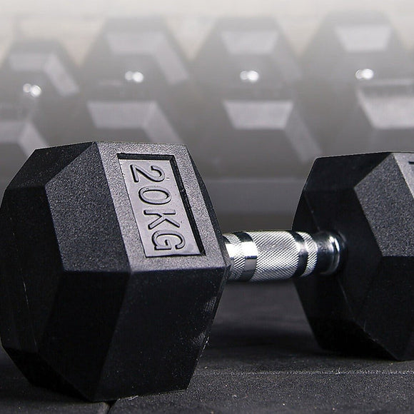 20KG Commercial Rubber Hex Dumbbell Gym Weight - RnR Galore