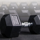 20KG Commercial Rubber Hex Dumbbell Gym Weight - RnR Galore