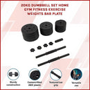 20kg Dumbbell Set Home Gym Fitness Exercise Weights Bar Plate - RnR Galore