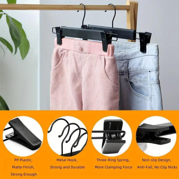 20pcs Black Plastic Pants Hanger Trousers Clips Durable Non Slip Clothes Hanger - RnR Galore