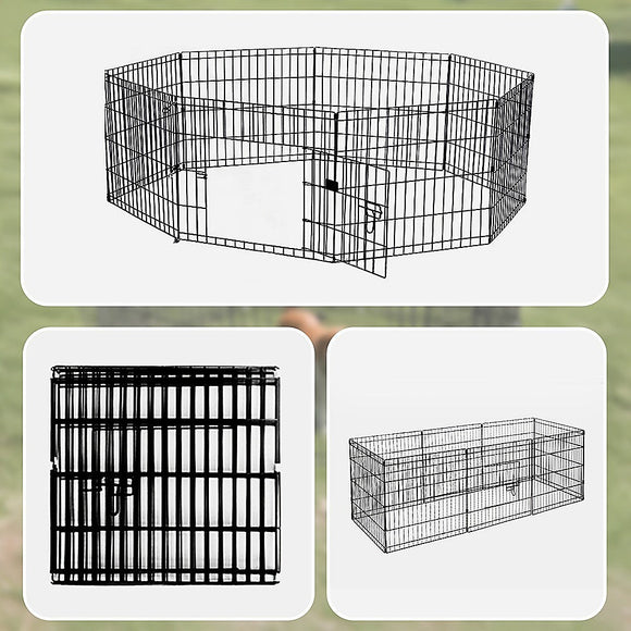 24" 8 Panel Pet Dog Playpen Puppy Exercise Cage Enclosure Fence Play Pen - RnR Galore