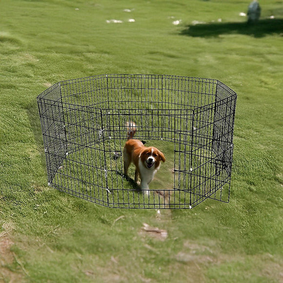 24" 8 Panel Pet Dog Playpen Puppy Exercise Cage Enclosure Fence Play Pen - RnR Galore