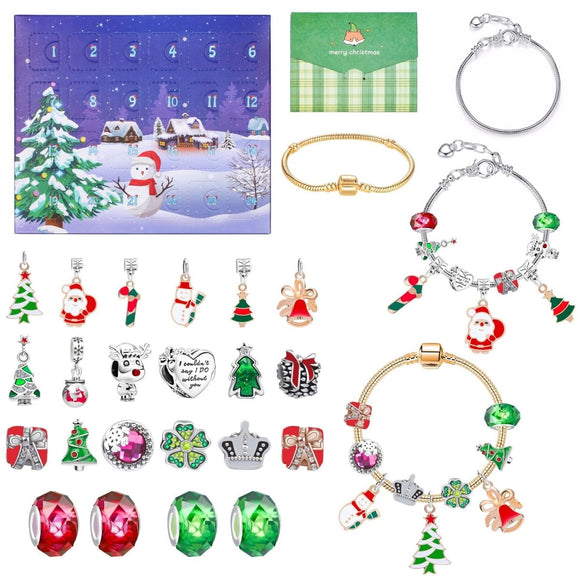 24 - Day Christmas Advent Calendar DIY Bracelet Set, Festive Charm & Bead Kit for Aussie Xmas Gifting & Crafting - RnR Galore