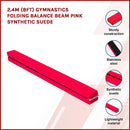 2.4m (8FT) Gymnastics Folding Balance Beam Pink Synthetic Suede - RnR Galore