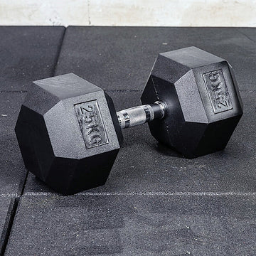 25KG Commercial Rubber Hex Dumbbell Gym Weight - RnR Galore