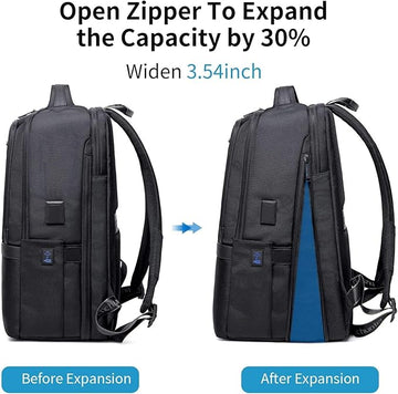 27L Laptop Backpack for Men–USB & Type - C Charging Port, Water - Resistant, Fits 18" Laptop, Expandable, Perfect for Office and Travel - Grey - RnR Galore