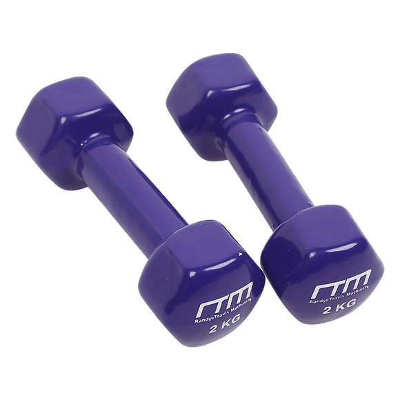 2kg Dumbbells Pair PVC Hand Weights Rubber Coated - RnR Galore