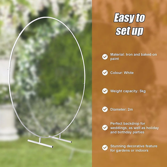 2M Wedding Hoop Round Circle Arch Backdrop Flower Display Stand Frame Background - RnR Galore