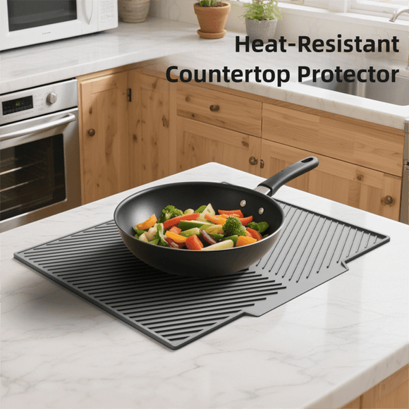 2PC Black Multi - Use Drain Mat (37x27 cm) – Non - Slip Heat Protection for Dish Drying & Prep - RnR Galore