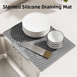 2PC Grey Multi - Use Drain Mat (43x33 cm) – Non - Slip Heat Protection for Dish Drying & Prep - RnR Galore