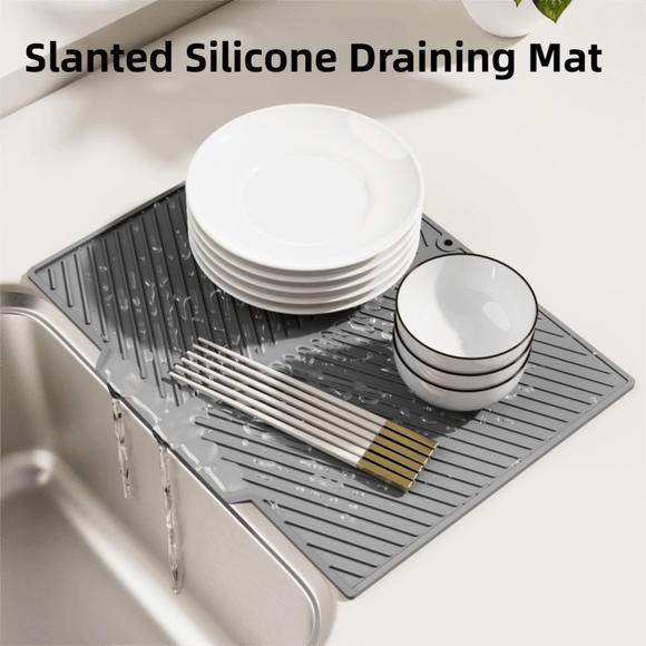 2PC Grey Multi - Use Drain Mat (51x43 cm) – Non - Slip Heat Protection for Dish Drying & Prep - RnR Galore