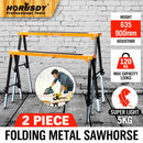 2Pc Mastercraft Sawhorse Metal Folding Non - slip Surface Saw Horse 120KG Capacity - RnR Galore