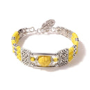2PCS Ethnic - style Vintage Open Bracelet, Turquoise Beads with Silver Carved Accents, Bohemian Exotic Charm, a Personalized Accessory for Daily and Travel Wear.Yellow - RnR Galore