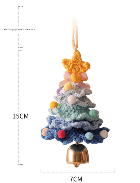 2PCS Orange Handmade - Style Crochet Christmas Tree Ornament - Festive Plush Hanging Decor for Home & Car - RnR Galore