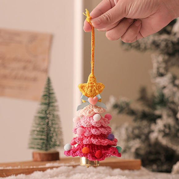 2PCS Red Handmade - Style Crochet Christmas Tree Ornament - Festive Plush Hanging Decor for Home & Car - RnR Galore