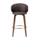 2x Artiss Bar Stools Dining Chairs Contoured Leather Wood Stool - RnR Galore