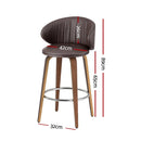 2x Artiss Bar Stools Dining Chairs Contoured Leather Wood Stool - RnR Galore