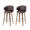 2x Artiss Bar Stools Dining Chairs Contoured Leather Wood Stool - RnR Galore