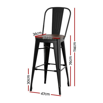 2x Artiss Metal Bar Stools Wooden Seat Retro Counter Stool - RnR Galore