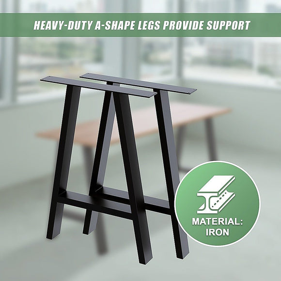 2x Rustic Dining Table Legs Steel Industrial Vintage 71cm - Black - RnR Galore