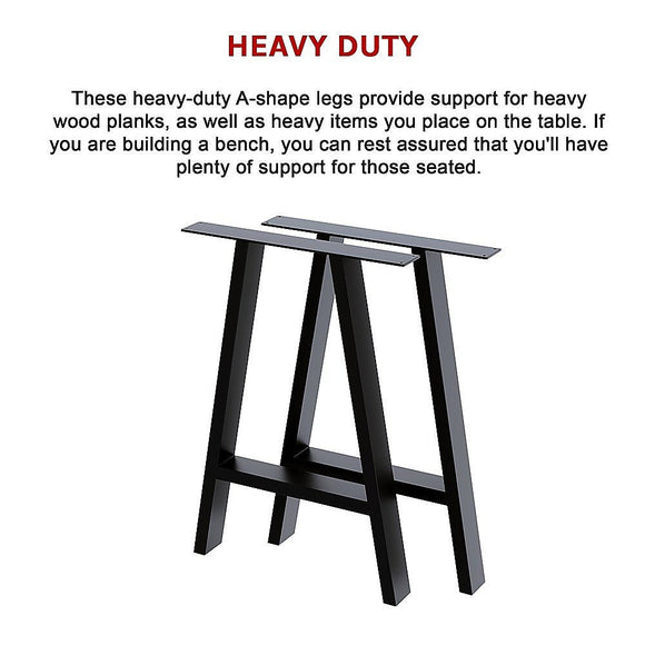 2x Rustic Dining Table Legs Steel Industrial Vintage 71cm - Black - RnR Galore