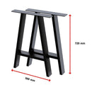 2x Rustic Dining Table Legs Steel Industrial Vintage 71cm - Black - RnR Galore