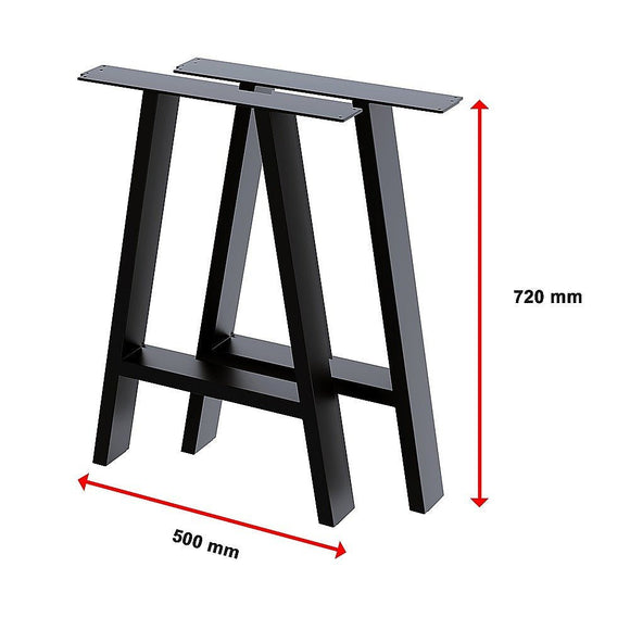 2x Rustic Dining Table Legs Steel Industrial Vintage 71cm - Black - RnR Galore