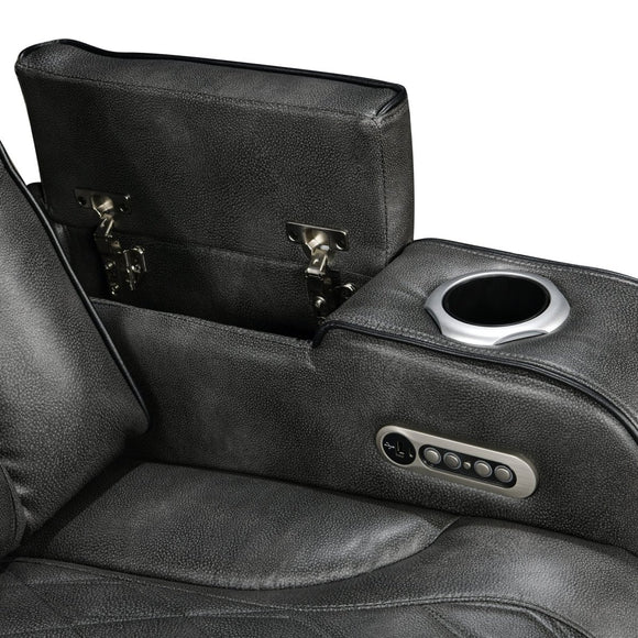 3 - 2 Seater Electric Air Leather Dark Grey Recliner Set - RnR Galore
