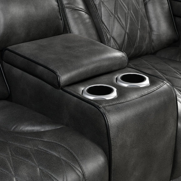 3 - 2 Seater Electric Air Leather Dark Grey Recliner Set - RnR Galore