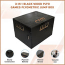 3 IN 1 Black Wood Plyo Games Plyometric Jump Box - RnR Galore