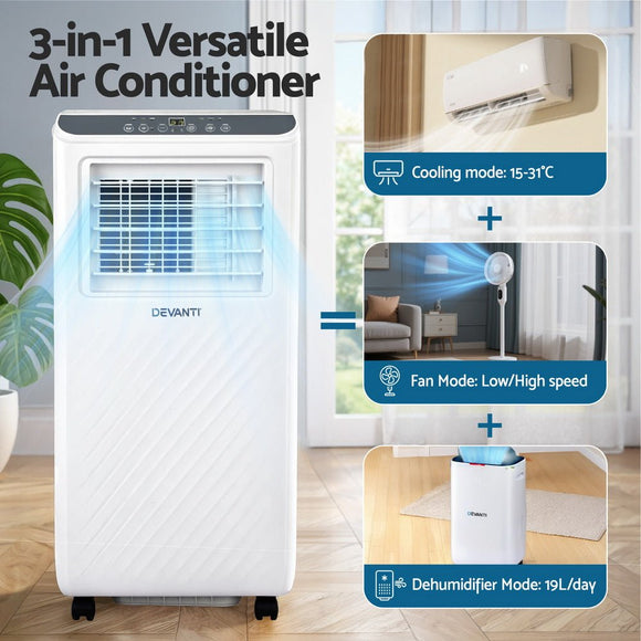 3 - in - 1 Devanti Portable Air Conditioner Dehumidifier Fan 7000BTU - RnR Galore