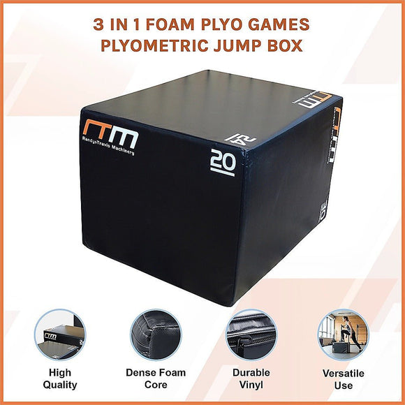 3 IN 1 Foam Plyo Games Plyometric Jump Box - RnR Galore