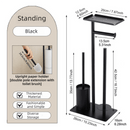 3 - in - 1 Freestanding Toilet Paper Holder - Thick Carbon Steel with Matte Black Finish, Storage Top, Paper Roll Holder, and Integrated Brush Holder - RnR Galore