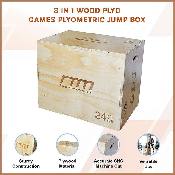 3 IN 1 Wood Plyo Games Plyometric Jump Box - RnR Galore